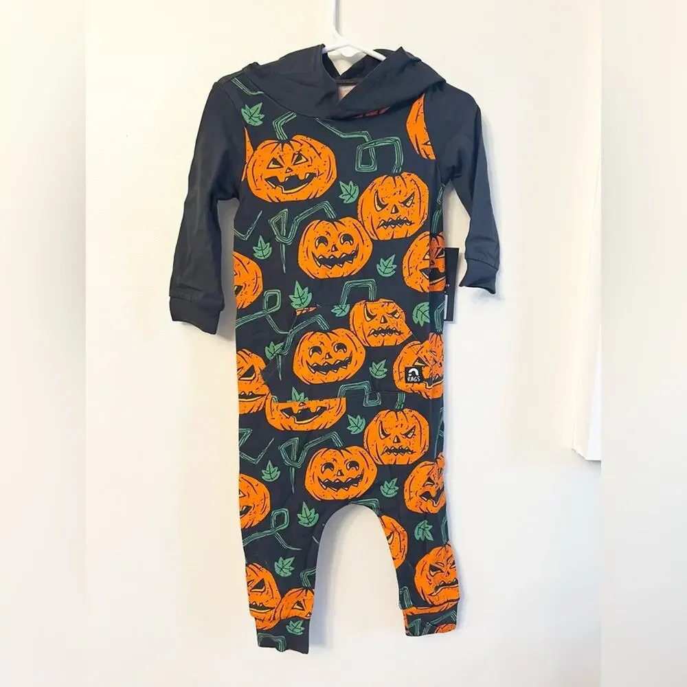 Rags to Raches NWT Halloween pumpkin one piece rags romper unisex 18-24 months